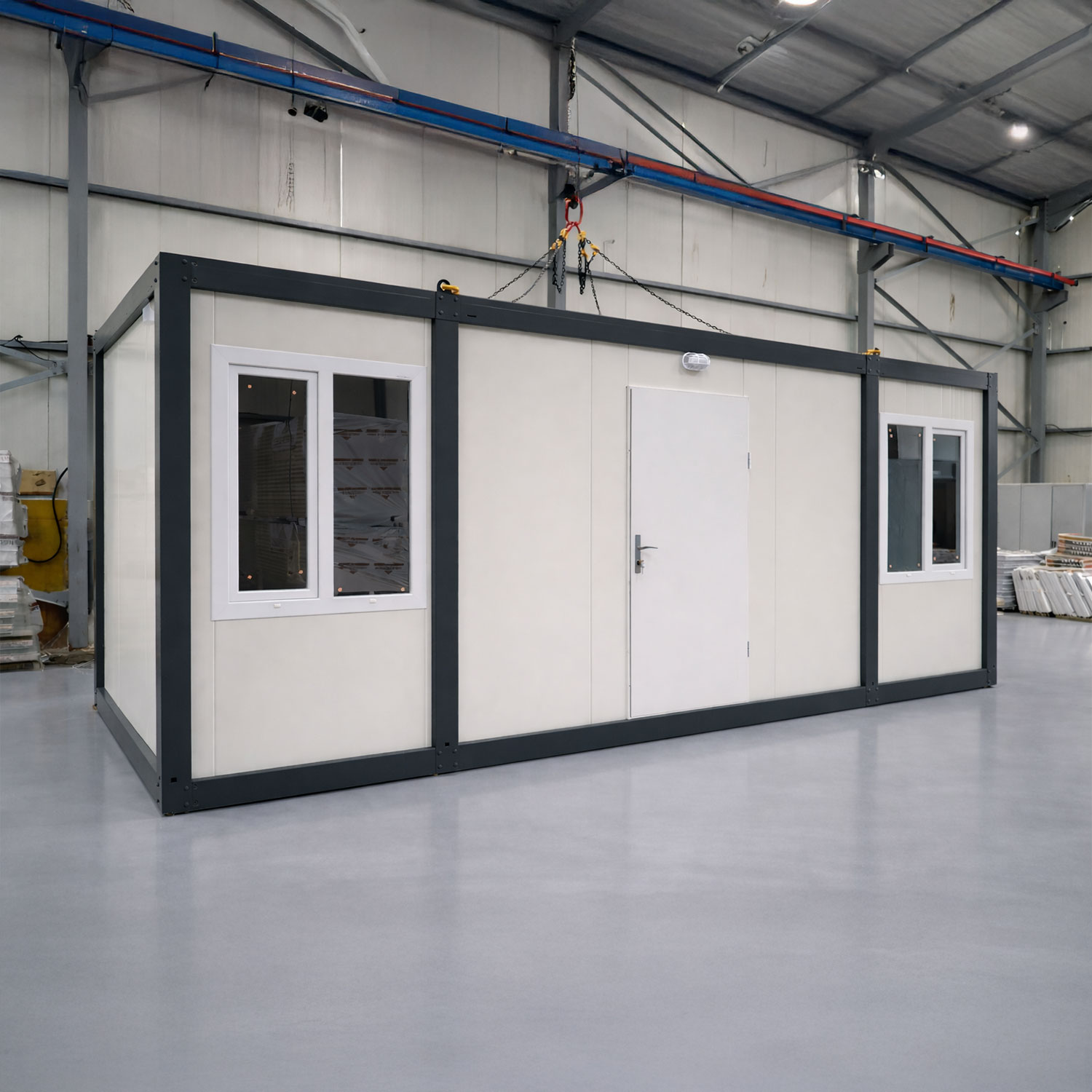 Module T DE | Bürocontainer mit WC und Küche – Modell OC-25 (600 × 240 cm / 20 Fuß)