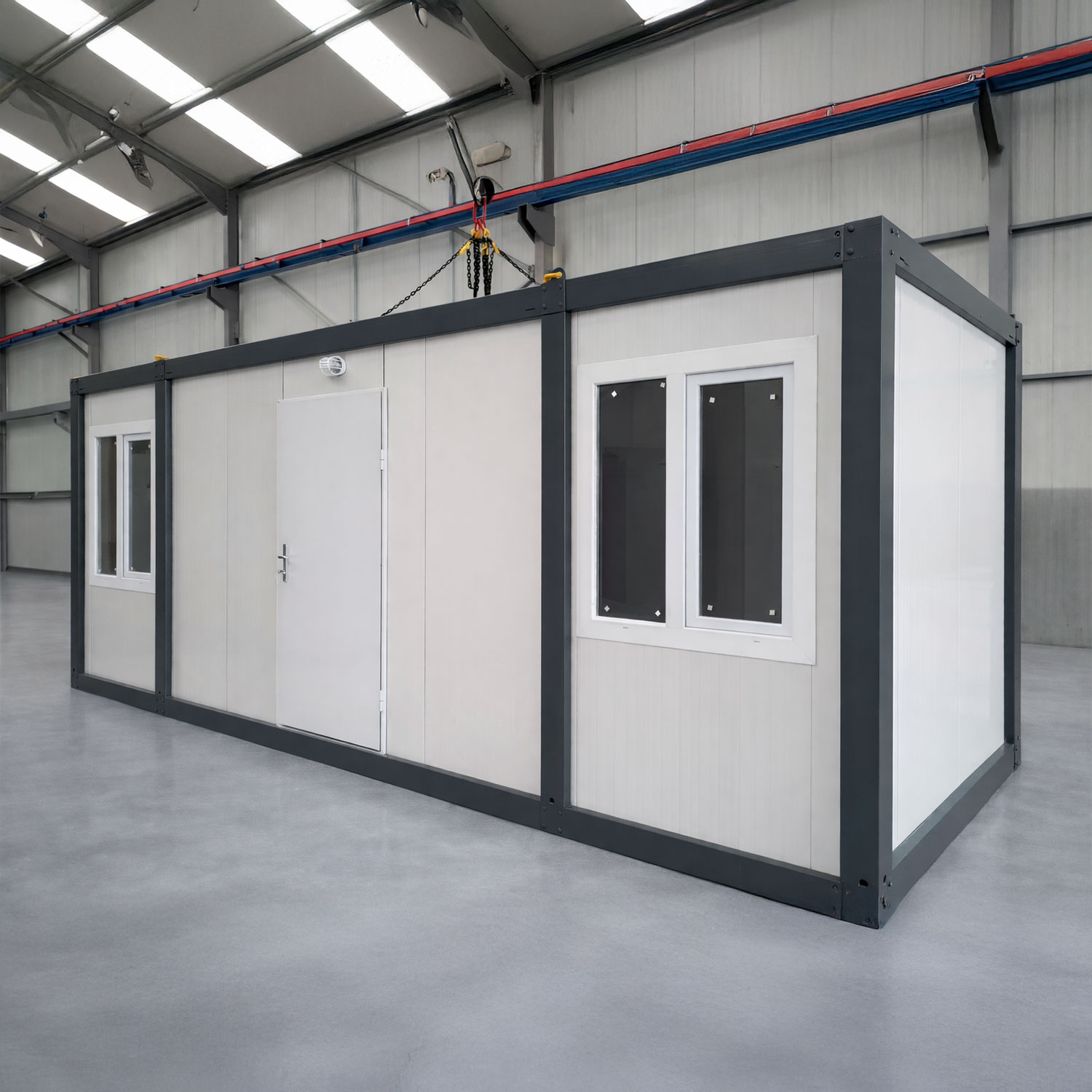 Module T DE | Bürocontainer mit WC und Küche – Modell OC-25 (600 × 240 cm / 20 Fuß)