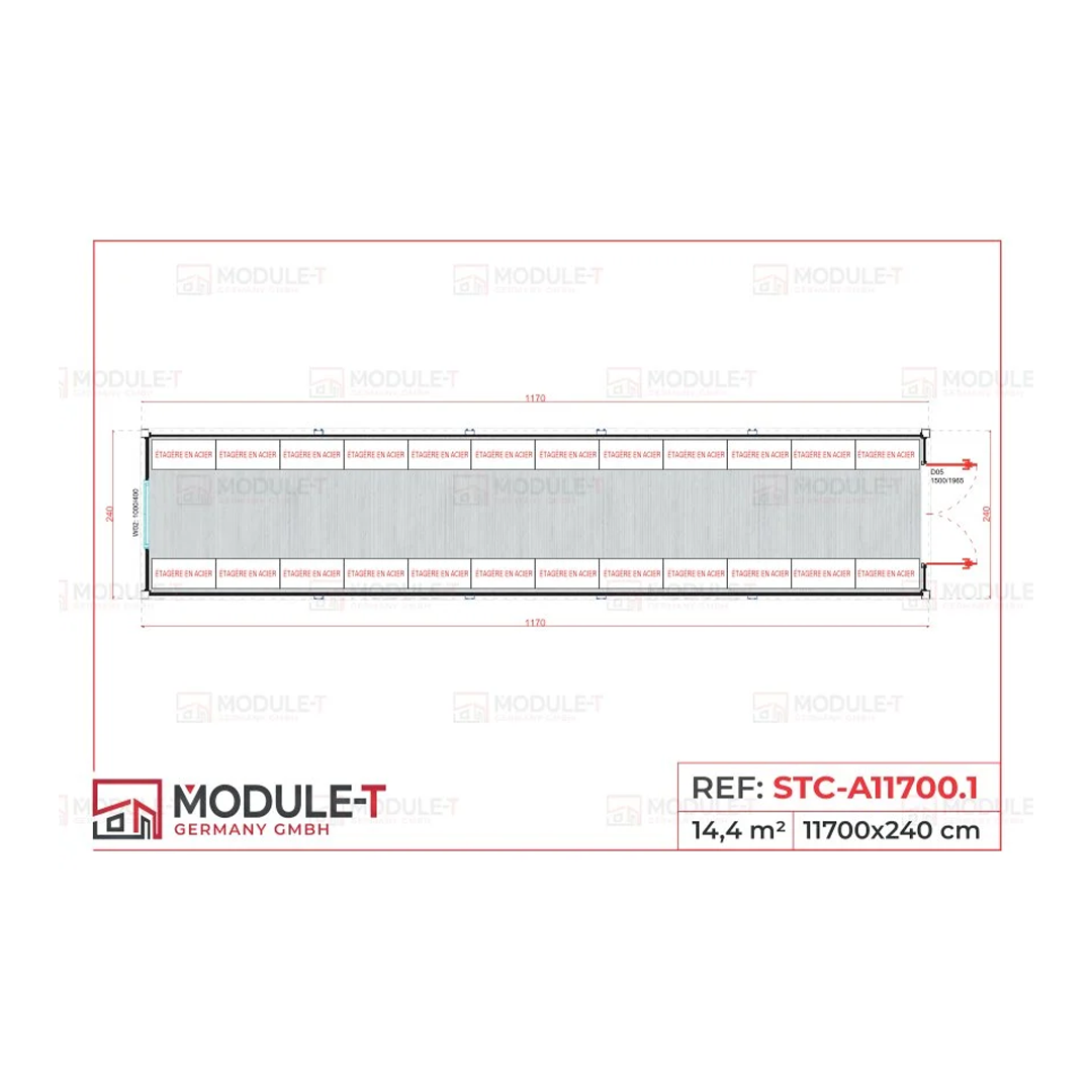 Module T DE | Lagercontainer STC-A11700.1 – 40 Fuß (1170 × 240 cm)