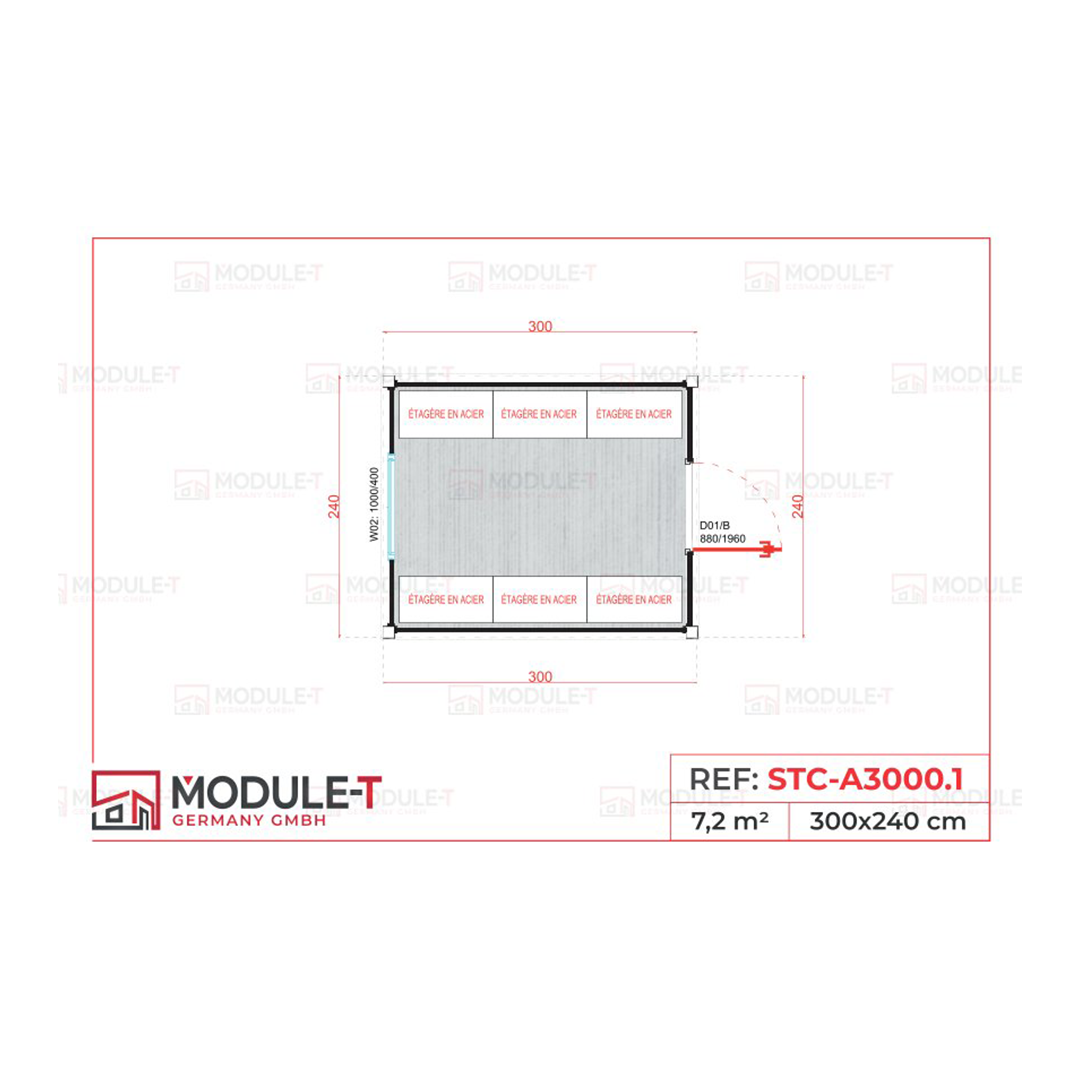 Module T DE | Lagercontainer STC-A3000.1 – 10 Fuß (300 × 240 cm)