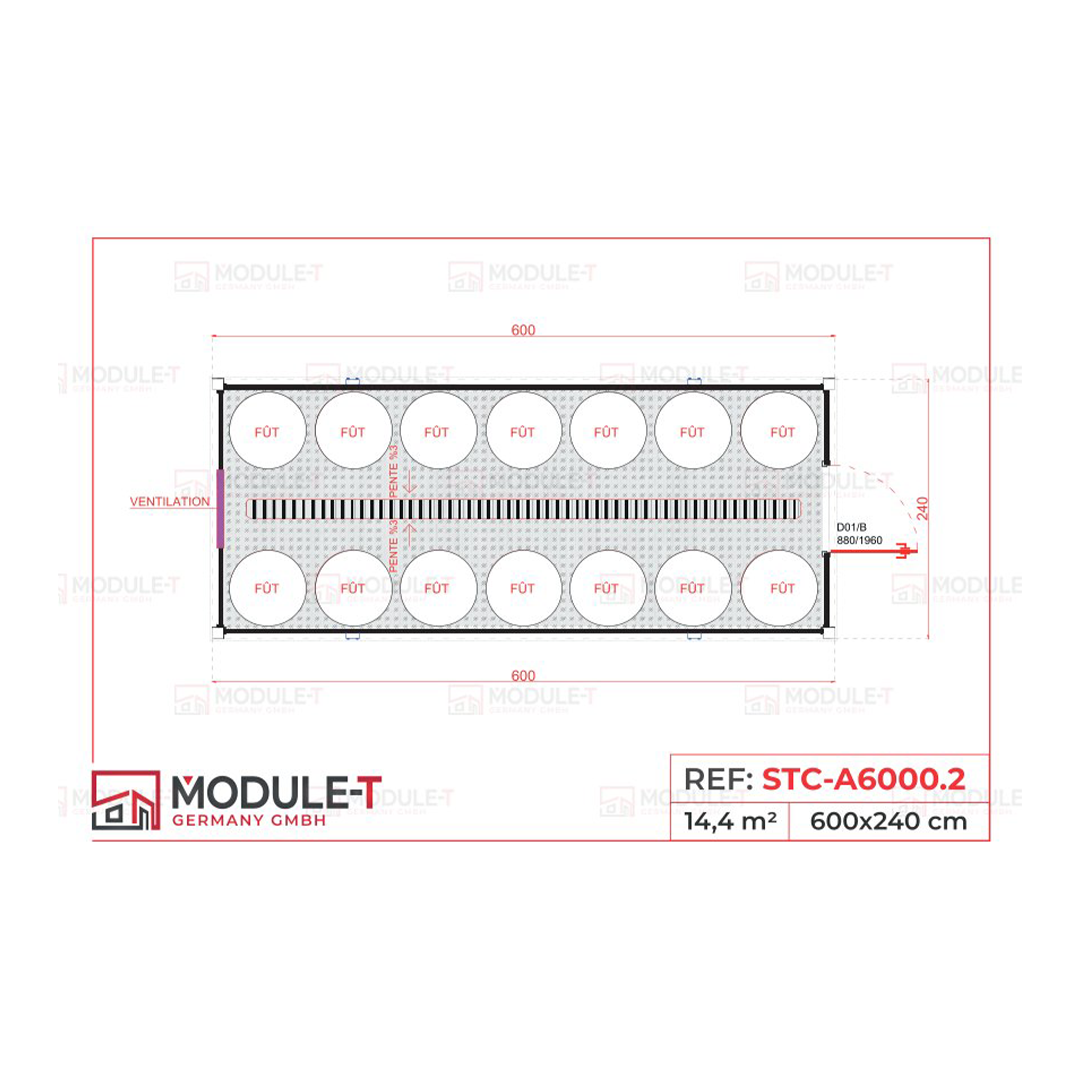 Module T DE | Lagercontainer STC-A6000.2 – 20 Fuß (600 × 240 cm)