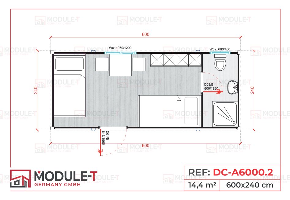 Module T DE | Aufenthaltscontainer DC-A6000.2 kaufen – 20 Fuß