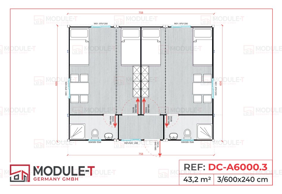 Module T DE | Aufenthaltscontainer DC-A6000.3 kaufen – (3 × 20 Fuß)