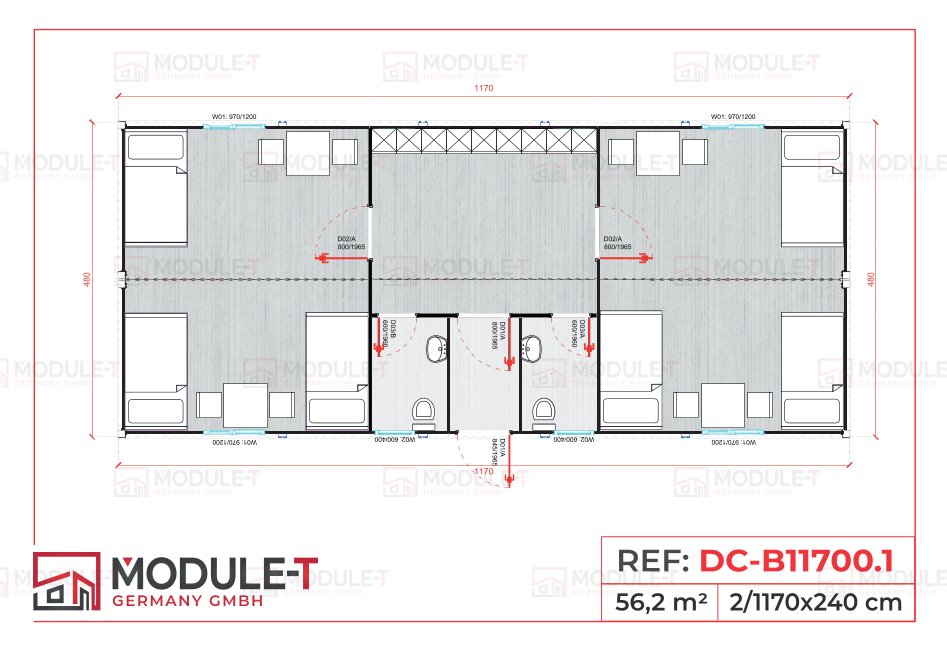 Module T DE | Aufenthaltscontainer DC-B11700.1  kaufen – (3 × 20 Fuß)