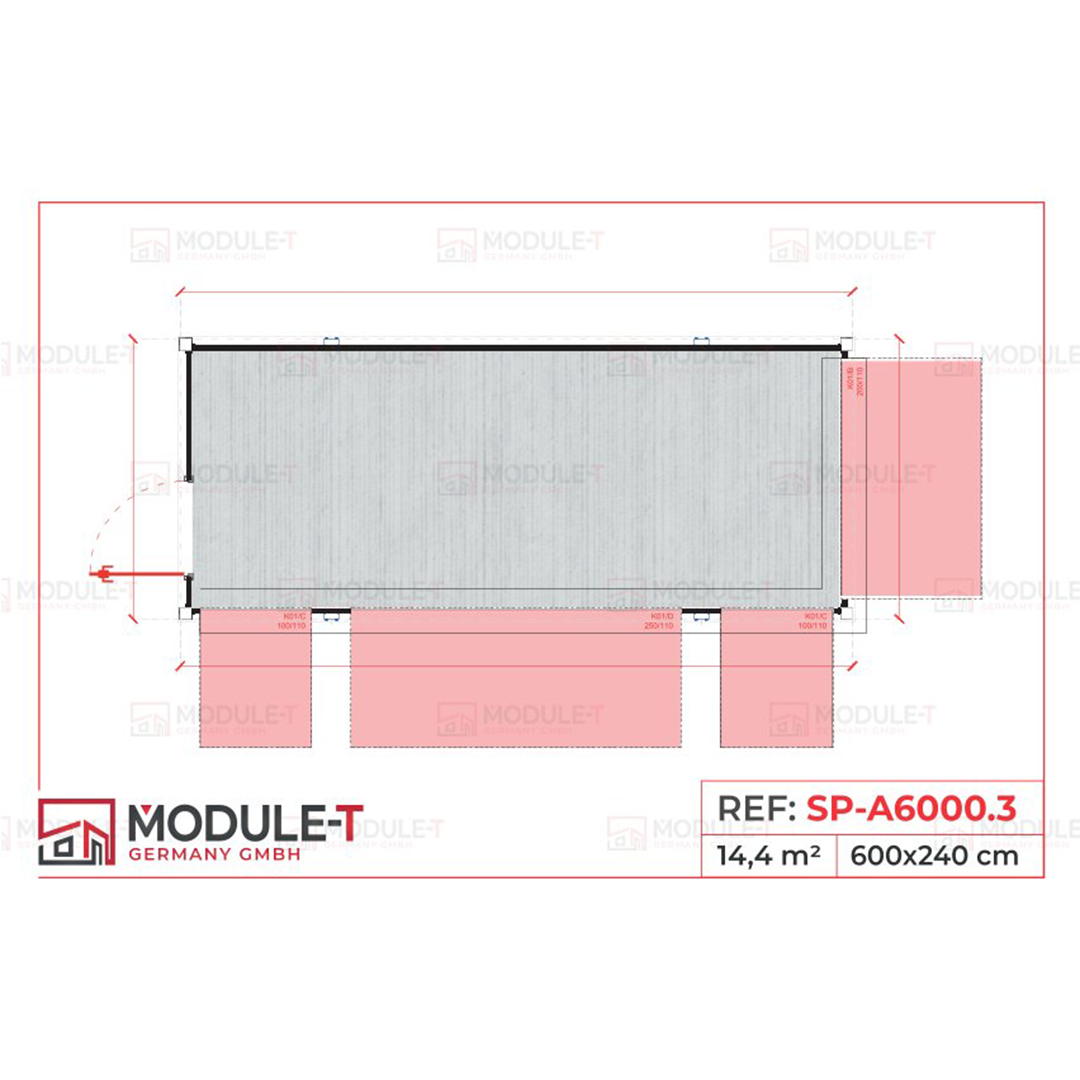Module T DE | Verkaufscontainer SP-A6000.3 – 20’ (600 × 240 cm)