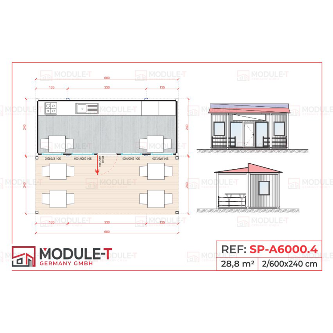 Module T DE | Verkaufscontainer SP-A6000.4 – 2×20’ (600×240 cm)